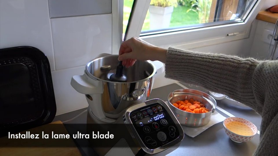 Lame ultra blade installée pour préparer la  purée de carottes au Companion