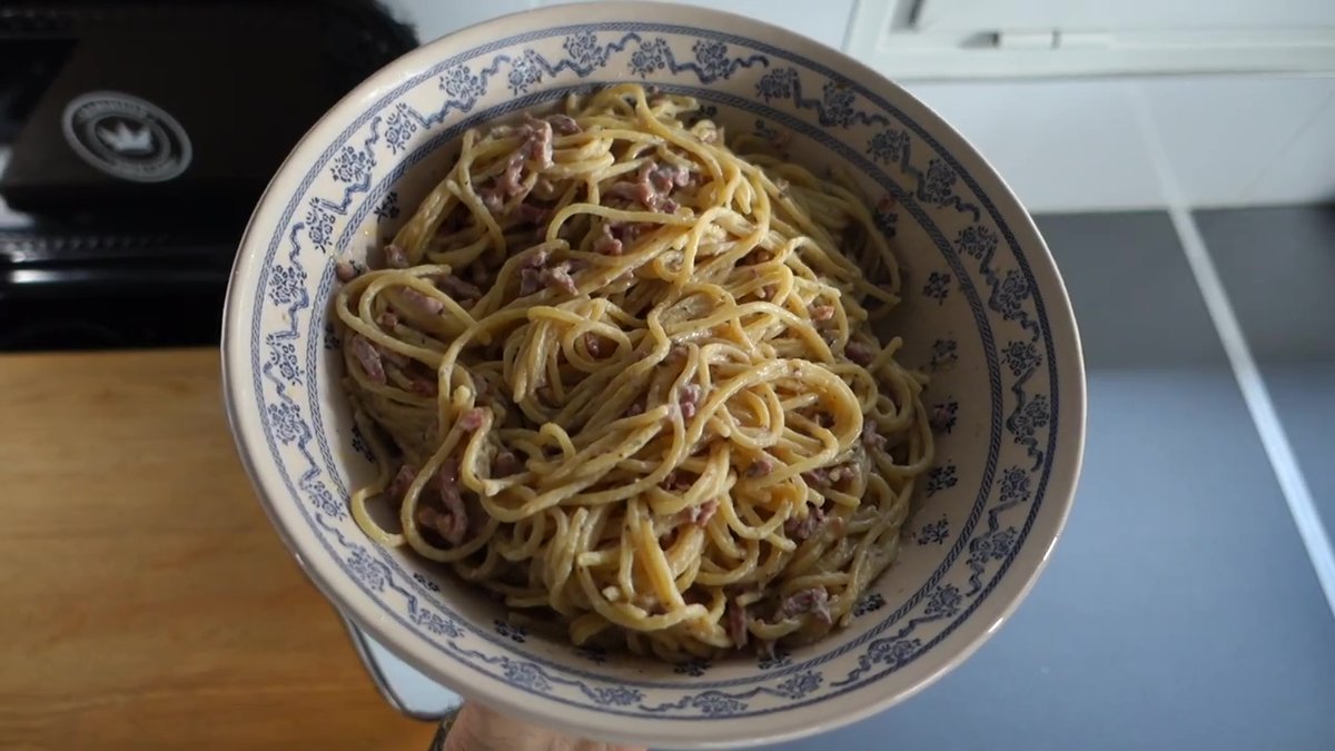 Pâtes à la carbonara (Ricca) réalisées au Companion