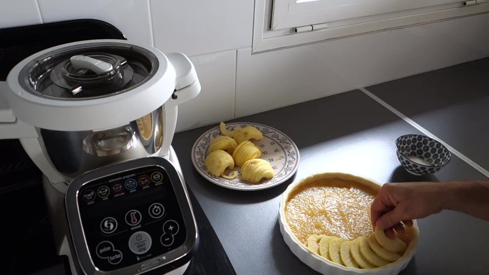 Mise en place des pommes découpées